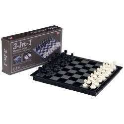 3 in 1 Travel Magnetic Chess, Checkers and Backgammon Set – 9.75”