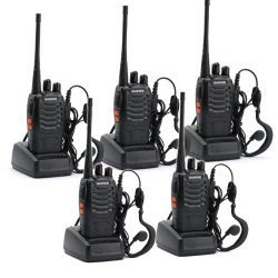 5 Pack BaoFeng BF-888S Long Range UHF 400-470 MHz 5W CTCSS DCS Portable Handheld 2-way Ham Radio with Original Earpiece *5 pcs + Baofeng Programming Cable (Support WIN7,64 Bit)*