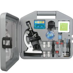 AmScope M30-ABS-KT2-W Beginner Microscope Kit, LED and Mirror Illumination, 300X, 600x, and 1200x Magnification, Includes 49-Piece Accessory Set and Case, White
