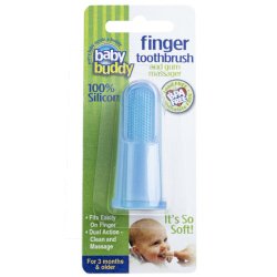 Baby Buddy Silicone Finger Toothbrush, Blue