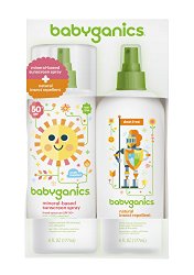 Babyganics Mineral-Based Baby Sunscreen Spray SPF 50, 6oz Spray Bottle + Natural Insect Repellent 6oz Spray Bottle Combo Pack