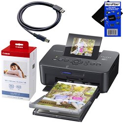 Canon SELPHY CP910 Black Portable Wireless Compact Photo Color Printer + Canon KP-108IN Color Ink Paper Set