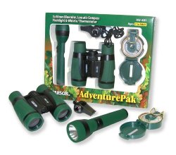 Carson AdventurePak Containing 5×30 Binocular, Lensatic Compass, Flashlight, and Whistle/Thermometer (HU-401)
