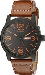 Citizen Men’s BM8475-26E “Eco-Drive” Stainless Steel and Synthetic Leather Strap Watch