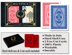 Da Vinci Ruote, Italian 100% Plastic Playing Cards, 2-Deck Poker Size Set, Jumbo Index with Hard Shell Case & 2 Cut Cards