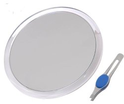 DB-Tech Large 10″ Suction Cup 8X Magnifying Mirror with Precision Tweezers