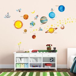 Decowall, DW-1307, Planets in the Space Wall Stickers/Wall decals/Wall tattoos/Wall transfers
