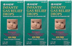 Infants Gas Relief Simethicone 20 mg/0.3ml Drops Dye Free Generic for Mylicon 1 oz (30ML) 3 PACK Total 3 oz