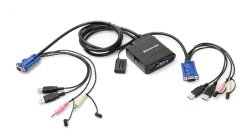 IOGEAR 2 Port USB Cable KVM Switch with Audio and Mic (GCS72U)