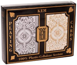 KEM Arrow Poker Size Playing Cards: 2 deck set Black and Gold, Wide Jumbo Index