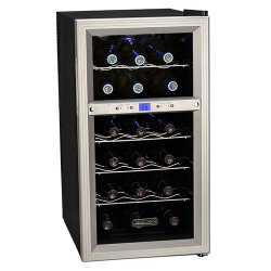 Koldfront 18 Bottle Dual Zone Thermoelectric Wine Cooler – Silver/Black