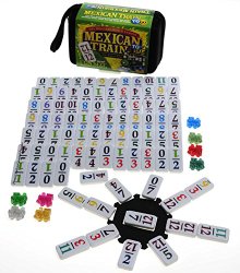 Mexican Train Double 12 Dominoes _ Travel Size _with Colored Numbers