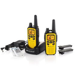 Midland LXT630VP3 36-Channel GMRS with 30-Mile Range NOAA Weather Alert, Rechargeable Batteries Charger in High Visibility Yellow Case