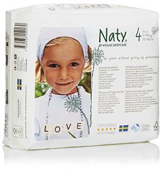 Naty Chlorine-Free ECO Diapers Size 4 (15-40lbs) 27  Count (Pack of 4)