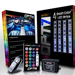 OPT7® Aura LED Glow Interior Lighting Kit – Full Color Spectrum – 4 Smart-Color™ Strips
