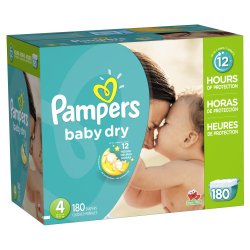 Pampers Baby Dry Size 4 Economy Pack Plus, 180 Count