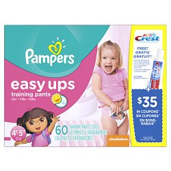 Pampers Easy Ups Training Pants, Size 4T5T Super Pack Girl 60, Count