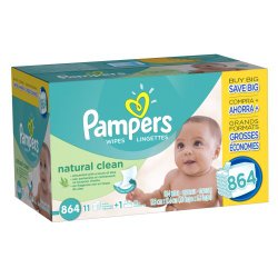 Pampers Natural Clean Wipes 12x Box with Tub 864 Count