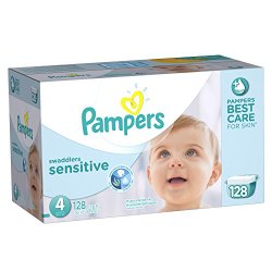 Pampers Swaddlers Sensitive Diapers Size 4 Economy Pack Plus 128 Count
