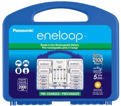 Panasonic K-KJ17MCC82A eneloop Power Pack, NEW 2100 Cycle, 8AA, 2AAA, 2 “C” Spacers, 2 “D” Spacers, “Advanced” Individual battery charger