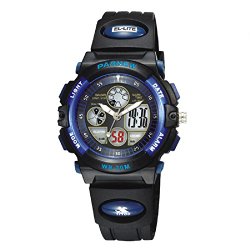 PASNEW Boys Girls Waterproof Sport Digital Watch Dual Time Display – Blue