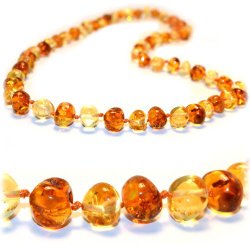 The Art of CureTM – SAFETY KNOTTED – Honey 1×1 – (Unisex) – Certified Baltic Amber Baby Teething Necklace