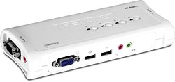 TRENDnet 4-Port USB KVM Switch and Cable Kit with Audio, TK-409K