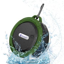 VicTsing® Wireless Bluetooth 3.0 Waterproof Outdoor / Shower Speaker, with 5W Speaker/Suction Cup/Mic/Hands-Free Speakerphone – Army Green