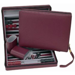 WE Games Burgundy Magnetic Backgammon Set with Carrying Strap – Travel Size