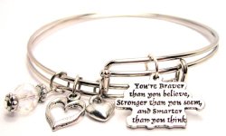 You’re Braver Than You Believe Adjustable Wire Bangle Bracelet