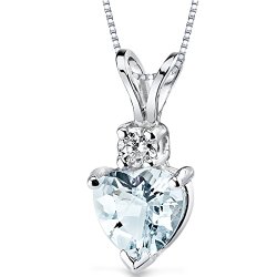 14 Karat White Gold Heart Shape 0.75 Carats Aquamarine Diamond Pendant
