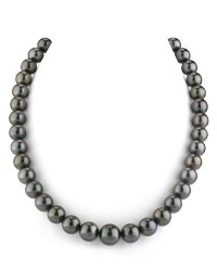 14K Gold GLA CERTIFIED Black Tahitian South Sea Cultured Pearl Necklace – AAAA Quality, 18″ Length