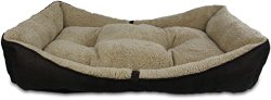 All for Paws Lambswool Bolster Pet Bed, 31 by 19-Inch, Brown
