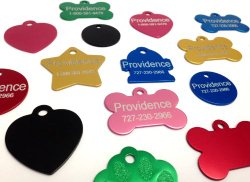 Anodized Pet ID Tags – Bone, Round, Heart, Hydrant, Paw, or Star Shapes – 9 Color Choices Available