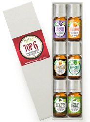 Aromatherapy Top 6 – 100% Pure Therapeutic Grade Basic Sampler Essential Oil Gift Set- 6/10 ml Kit