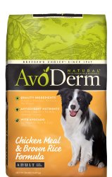 AvoDerm Natural Chicken Meal and Brown Rice Formula Adult Dog Food, 30-Pound