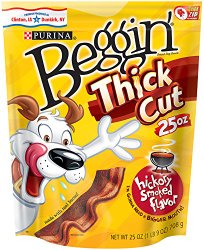 Beggin’ Strips Dog Treats, Thick Cut Hickory Smoked Bacon, 25oz Pouch, Pack of 1