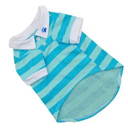 Binmer(TM)New Cute Dog T-Shirt Clothes Lapel Stripe Cotton Puppy Pet Dog Clothes Summer Spring Hot (SkyBlue, M)