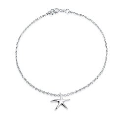 Bling Jewelry 925 Sterling Silver Starfish Charm Anklet