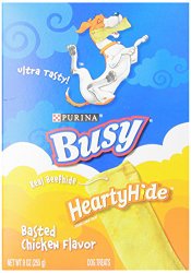 Busy HeartyHide Dog Treats, Basted Chicken Flavor, 9-Ounce Pouch, Pack of 6