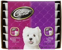 Cesar Canine Cuisine Variety Pack (Filet Mignon, Porterhouse Steak) for Small Dogs, 3.5-Ounce Trays (Pack of 24)