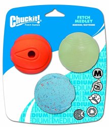 Chuckit! Medium Fetch Medley Balls 2.5-Inch, 3-Pack