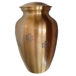 Classic Series Brass with Pewter Paws Pet Urn (Horizontal Paws, Small)