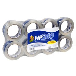 Duck Brand HP260 High Performance 3.1 Mil Packaging Tape, 1.88-Inch x 60-Yard Roll, Crystal Clear, 6-Pack + 2 Bonus Rolls (1067839)