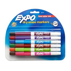 Expo 2 Low-Odor Dry Erase Markers, Fine Point, 12-Pack, Assorted Colors