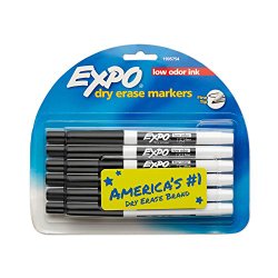 Expo Low-Odor Dry Erase Markers, Fine Point, 12-Pack, Black