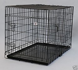 Extra Large 48″ Folding Pet Dog Cat Crate Cage Kennel With Plastic Tray *Black*