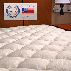 Extra Plush Rayon from Bamboo Fitted Mattress Topper – Made in America – Queen Pad