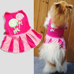 Generic Candy Heart Circle Pattern Puppy Dog Doggie Apparel Clothes Hoodies Skirt Dress(hot pink S Size)