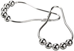 Heavy Duty Roller Shower Curtain Rings, Polished Chrome Clipperton RollerRings, Set of 12